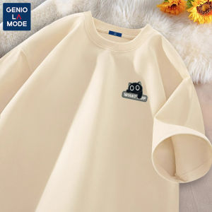 เสื้อยืดคอกลมแขนสั้นผ้าฝ้ายแท้ Genio Lamode สำหรับผู้ชาย ทรงหลวมสบาย ๆ สำหรับฤดูร้อน สไตล์ย้อนยุค ลำลอง เสื้อยืดคอกลมแขนสั้น