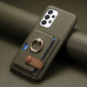 Ring Leather Phone Case for Samsung Galaxy S26 S25 23 S21 FE S24 Ultra S22Plus A54 A15 A25 A35 A55 Wallet with Card Holder Cover