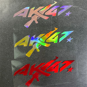 1PC AK47 Laser Motorcycle Sticker Waterproof for Motorbike Helmet Fuel Tank Scooter Decoration Car Window Universal Vinyl Decals