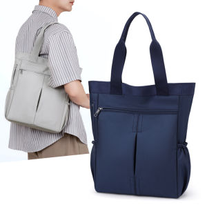 Oxford Cloth Vertical Tote Bag Mens Business Commuter Bag Large Capacity Handheld Single Shoulder Bag Document Bag