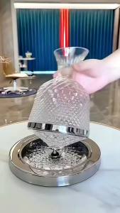 1500ml Crystal Glass 360 Rotating Decanter Thickened Tumbler Design Wine Aerator Household with Base Wine Dispenser Bar