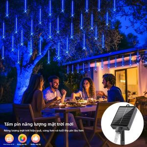 Đèn Mưa Sao Băng Năng Lượng Mặt Trời 30/45CM Đèn LED Chống Nước Treo Ngoài Trời Đèn Trang Trí Tiệc Giáng Sinh Ngoài Trời