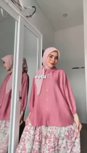 WD|Wahdani - Setelan Rok Rayon Mix Pololinen & Blus Kerah  kemeja