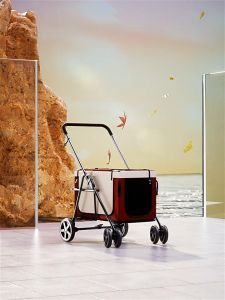 รถเข็นสัตว์เลี้ยงมีล้อหมุน รถเข็นสัตว์เลี้ยง รถเข็นสัตว์เลี้ยง รถเข็นสัตว์เลี้ยงพับได้ รถเข็นหมา 4 ล้อ Pet Stroller