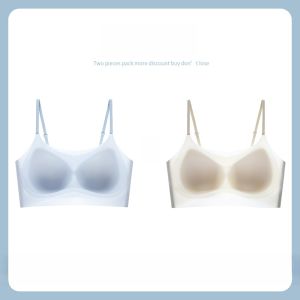 PIER N°5 | Summer Thin Seamless Womens Underwear Adjustable Strap Bra Breathable Cool Sensation Small Chest Gathered V-Neck Design