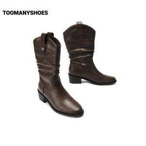 Toomanyshoes | Pointed-toe Fold-over Design Western Boot