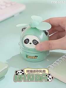 Mori Kipas Angin Genggam Panda Lucu Kipas Angin Mini Portable Kartun USB Charge Tali Gantungan Gratis