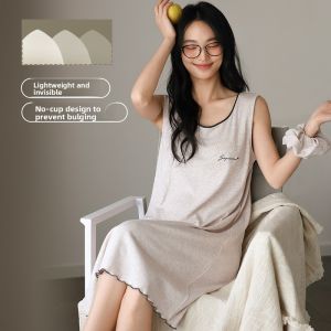 MiiOW | Cat Woman Summer 2025 New Style Sleeveless Vest Dress With Chest Pad Sleepwear Womens Clothing Breathable Modal Fabric Round Neck