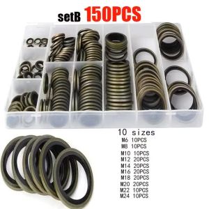 100/150pcs Bonded Washers Sealing Ring Assortment Kit Oil Drain Screw Combined Washer Set M6 M8 M10 M12 M14 M16 M18 M20 M22