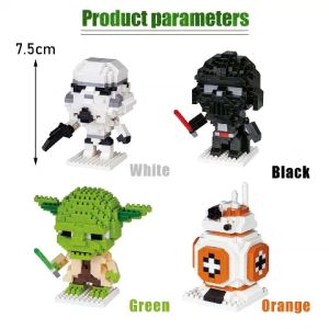 Building Blocks Anime Master Yoda Bricks Cartoon Action Figures Heads Assembly Educational Toys Kid Birthday Gift Star War Building Blocks Darth Vader BB-8 Stormtrooper Model Bricks Mini Yoda Mirco Blocks Gifts Toys for Kids
