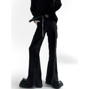 Black Extended Slim Fit Micro Flared Mens West Pants Cleanfit Autumn Mountain Wind Drapey High-End Feel Casual Youth Style