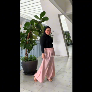 Plus Size (XL-5XL) Stretchable Soft Mose Crepe Plain Plazo Muslimah (4561)