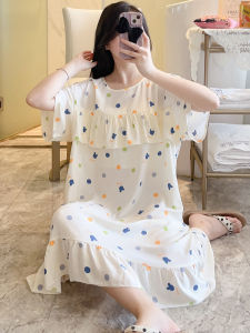 KASIHAN | Bust Concealing Light Thin Cartoon Student Plus Size Cotton Satin Loose Dress