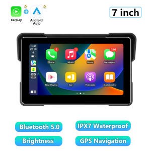 Jansite 7 inch Motorcycle Navigation GPS Wireless CarPlay Android Auto Touch Screen Portable Moto Monitor Support DVR+TPMS