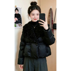 Shalldoer | Black Faux Fur Trim Big Lapel Winter Jacket