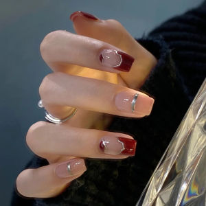 MONLEYTA | Wearable Manicure Nail Patches Summer New Style Short To Medium Long Ice Transparent Color French Style Finished Product