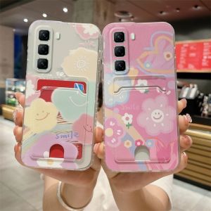 New Casing Infinix Hot 50 Pro + Hot50 50i 40i 40 Pro Plus 4G 5G Ins Retro Fashion Flower Hearts Card Case Phone Case Creative Shockproof Cute Cartoon Soft Cover 2024