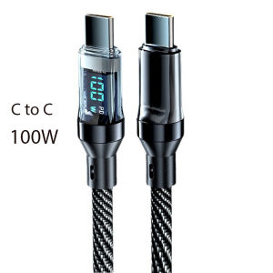120W Super Fast Charging Type C to Type C Cable with LED Display USB to Type-C Data Cord for Xiaomi Samsung Oneplus C to C