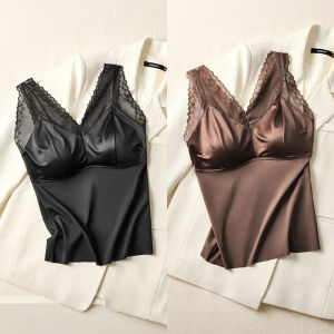 miiow | White Lace Cross Back Vest Womens Summer New Style Inner Wear With Chest Pad V-neck Strap Top Slim Fit Short Length