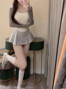 Váy Ngắn Chữ a Cạp Thấp Mùa Xuân 2025 Váy Ngắn Cạp Thấp Gợi Cảm Cho Bé Gái Nhỏ Váy Chống Ánh Sáng Váy Ngắn Chữ a Phong Cách Ngọt Ngào