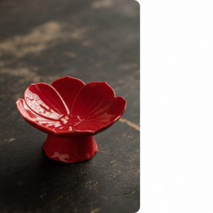 High Pedestal Chinese Ceramic Platter for Teas Desserts and Fruit