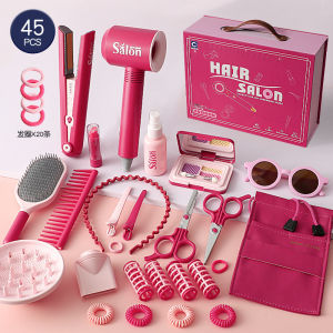 Girls Hairdressing Salon Role Play Toy Set Childs Pretend Play Beauty Salon Tools Princess Theme Dollhouse Accessories