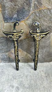 Handle Pintu Rumah Aluminium Solid Motif Keris Ukir Antik 40 cm 2 pcs