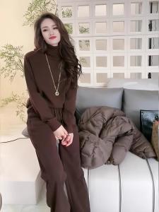 LIANGYILAILIN | Stylish Fashion High-neck Solid Color Knit Tops Set