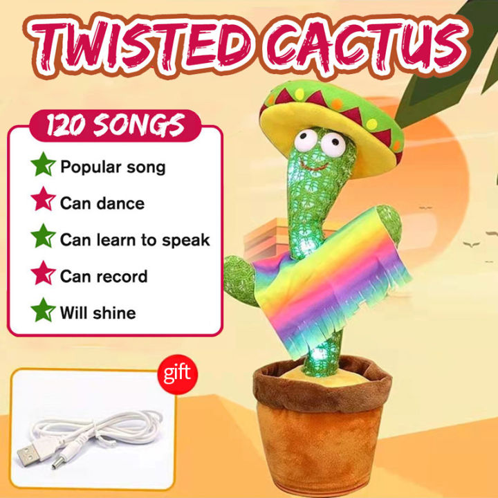 Tiktok Dancing Cactus Toy with Light Talking Electronic Shake