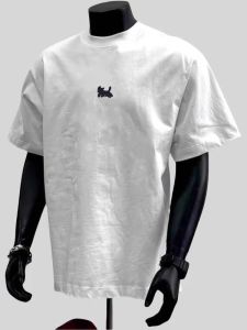 Heavyweight Pure Cotton Short Sleeve Mens T-Shirt Summer New American High Street Trend Design Running Dog Half Sleeve Top