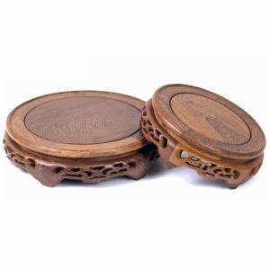 Solid Wood round Base Ornaments Wooden Bracket Crafts Rare Stone Head Vase Bonsai Teapot Incense Burner Door Frame Support
