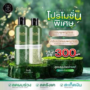 Set แชมพู+ครีมนวด 🍃พญายอ แพ้ง่ายลดอักเสบ ลดรังแค สะเก็ดเงิน 250ml.
