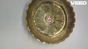 Decorative Brass Prasad Plate | 5-Inch Nakshi Pooja Thali for Festival Housewarming & Home Decor – 1 Pc (Golden)