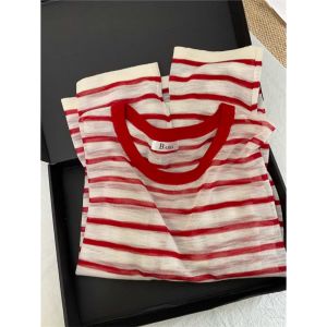GEBOFU | Red Stripe Summer Loose T-Shirt Cover-Up