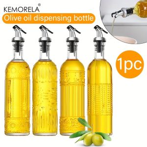 1PCS Oil Bottle Leak-Proof Glass Olive Oil Decanter Round with Pouring Spout Cooking Oil Container Ideal Gift for Kitchen Tools