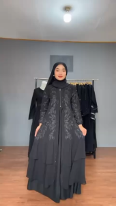 Gamis Abaya Turkey Jersey Kombnasi Ceruty Terbaru Adiba
