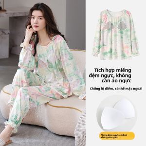 Bộ đồ ngủ MiiOW cho nữ làm bằng cotton thoải mái thoáng khí có đệm ngực