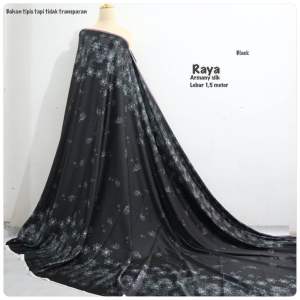 Kain armny silk motif warna hitam dan putih per setengah meter