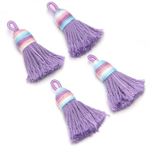 4pcs Gradient Glitter Cotton Thread Mini Tassel Charms Small Fat Tassels For Earring Keychain Jewelry DIY Handmade Accessories
