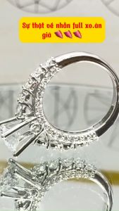 Nhẫn full Moissanite USA màu trắng kiểm định GRA Nhẫn bạc nữ xi bạch kim Nhẫn đính full kim cương moissanite chủ màu xanh đẹp - KIM LỘC PHÁT NFM