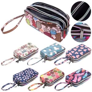 UUMIR Fashion Waterproof Key Coin Purse Print Canvas Bag Female Handbag Three-layer Long Wallet