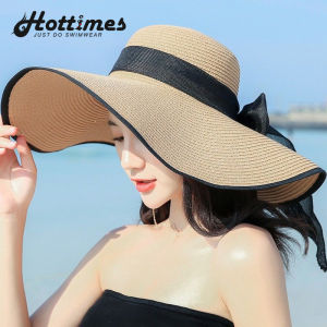 Beach Hat Women Foldable Wide Brim Sun Hat with Windproof Rope Korean Style Straw cap for women
