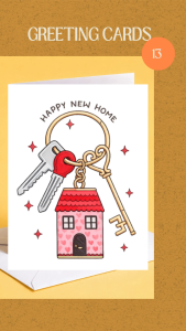New Home Card - Happy New Home | Keychain House New Home New House | A6 Greeting Card | Free Envelope