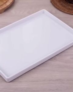White Rectangular Melamine Tray Water Cup Tea Plate Creative Plastic Room Washing Storage tablet(Logo customized)