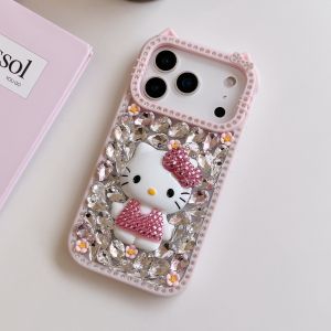 Sanrio | Luxury Hello Kitty Diamond Phone Case For iPhone 17 16 15 14 13 Pro Max Plus 17 Pro Air Women Glitter Back Cover with Lanyard