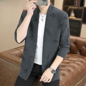 HENGYUANXIANG | Hengyuanxiang Mens Knitted Cardigan Slim Fit Jacket Autumn Fashionable Long Sleeve V-neck Soft Comfortable Polyester Nylon