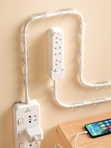 Self-Adhesive Cable Organizer Wire Management Tool No-Punching Data Cable Clip Kitchen Storage Solution Plastic Material