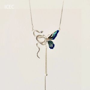 Unique Design Snake And Butterfly Tassel Necklace Splicing High-End Clavicle Chain Versatile Quality Matched Neck Chain