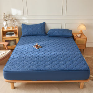 Thickened Washable Cotton Fittedsheet Simple Solid Color Mattress Protector Single/Super Single/Double/Queen/King Size Pillowcase