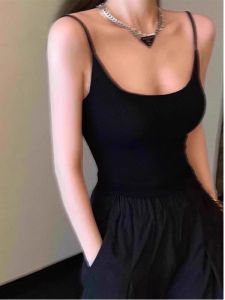 Áo Ba Lỗ Dây Xòe Eo Phong Cách Mỹ Cho Nữ Mùa Hè Áo Ngực Một Mảnh Có Đệm Ngực Áo Khoác Ngoài Ôm Vừa Vặn Áo Ba Lỗ Cotton